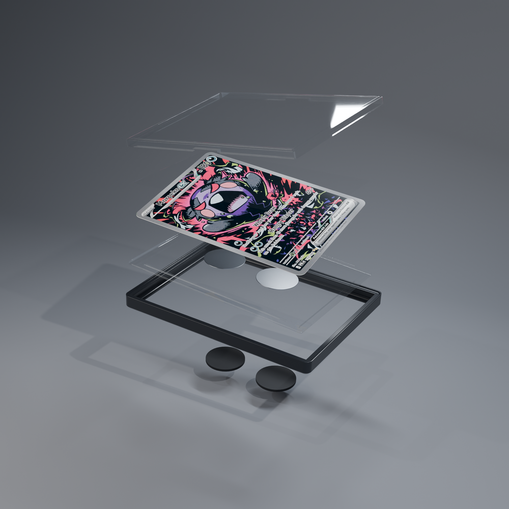 Raw trading card placed inside a clear ShowCase Mini Case.